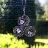 Rose Quartz Celtic Triskelion Silver Pendant